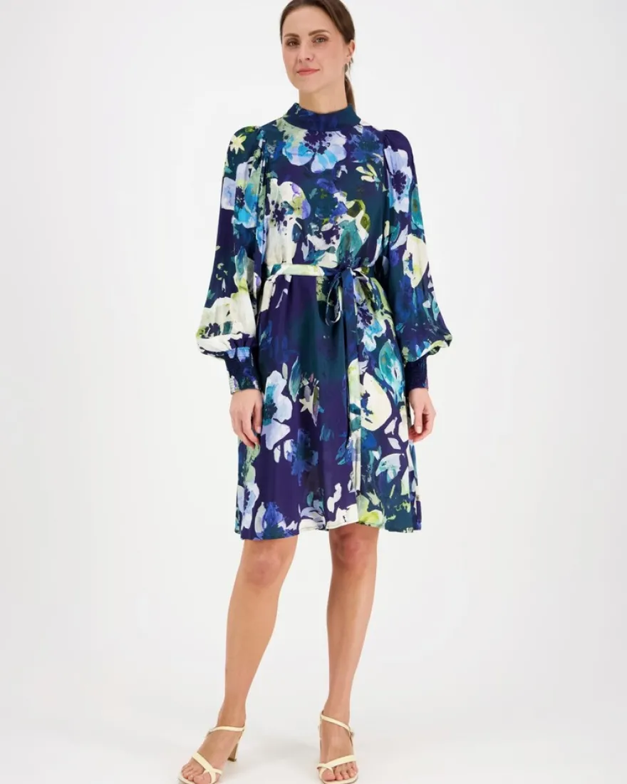 Kaiko Blue Anemone Puff Dress kuosimekko