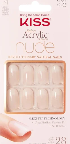Kiss Nails Salon Acrylic Nude French 28 kpl nail kit, KAN02