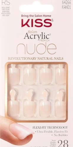 Kiss Nails Salon Acrylic Nude French 28 kpl nail kit, KAN01