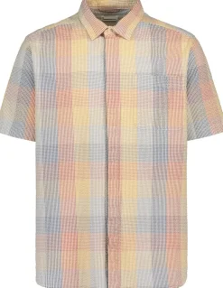 Knowledge cotton apparel Loose fit ss seersucker checkered lyhythihainen kauluspaita