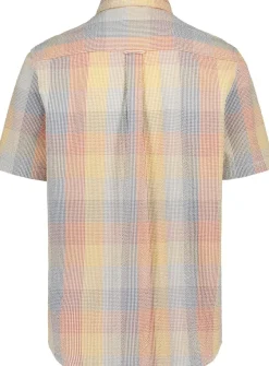 Knowledge cotton apparel Loose fit ss seersucker checkered lyhythihainen kauluspaita