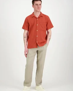 Knowledge cotton apparel Organic Cotton Structure Shirt lyhythihainen kauluspaita