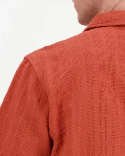 Knowledge cotton apparel Organic Cotton Structure Shirt lyhythihainen kauluspaita