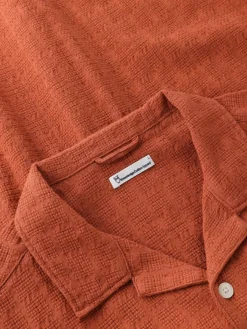 Knowledge cotton apparel Organic Cotton Structure Shirt lyhythihainen kauluspaita