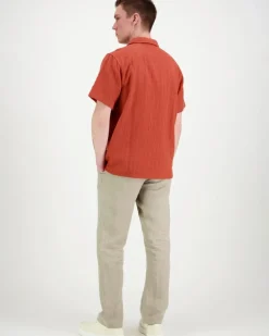 Knowledge cotton apparel Organic Cotton Structure Shirt lyhythihainen kauluspaita