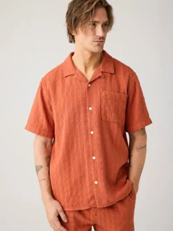 Knowledge cotton apparel Organic Cotton Structure Shirt lyhythihainen kauluspaita