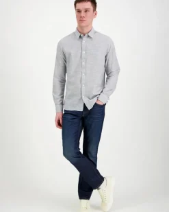 Knowledge cotton apparel Organic Cotton Striped Shirt kauluspaita