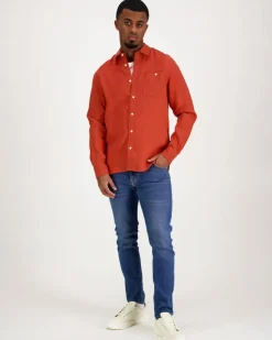 Knowledge cotton apparel Regular striped linen shirt kauluspaita
