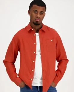 Knowledge cotton apparel Regular striped linen shirt kauluspaita