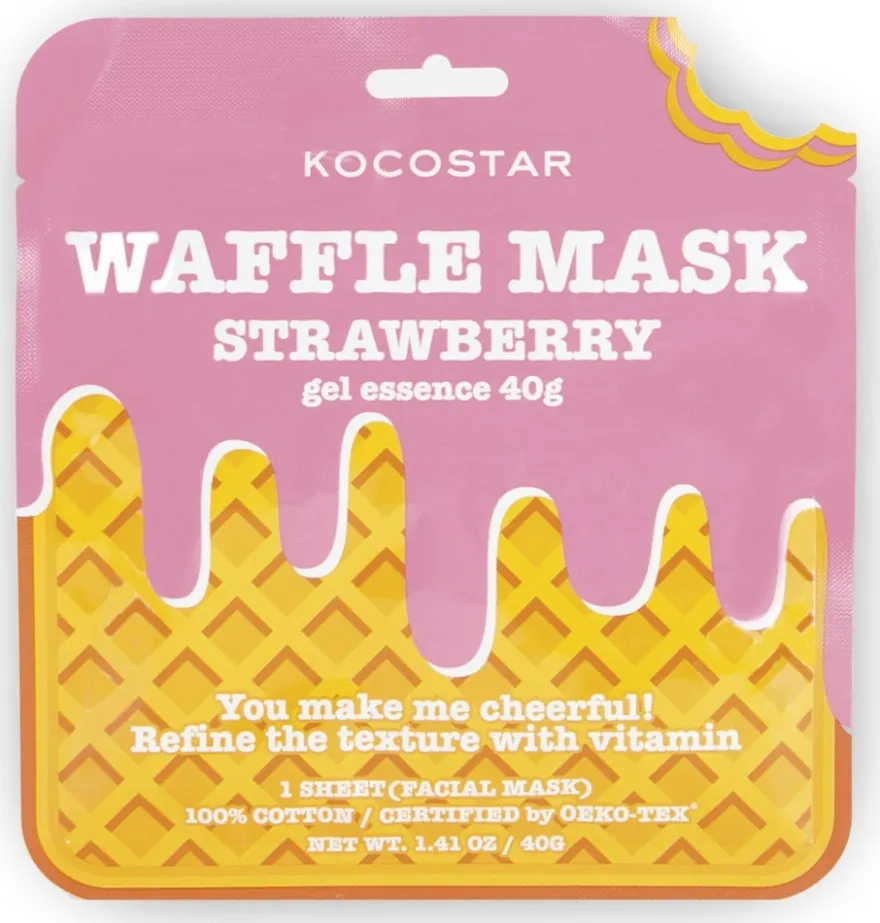 KOCOSTAR Waffle Mask Strawberry puhdistava kangasnaamio 1kpl
