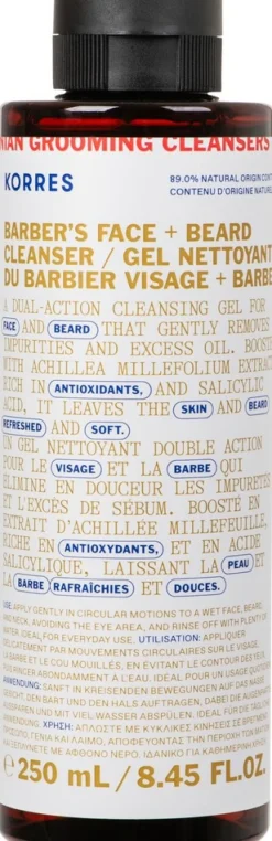 KORRES Athenian Grooming Barber's puhdistusgeeli kasvoille ja parralle 250ml