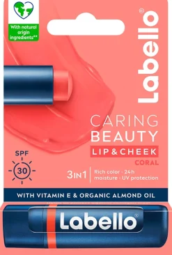 Labello 4,8g Caring Beauty Coral - sävyttävä voide huulille ja poskille