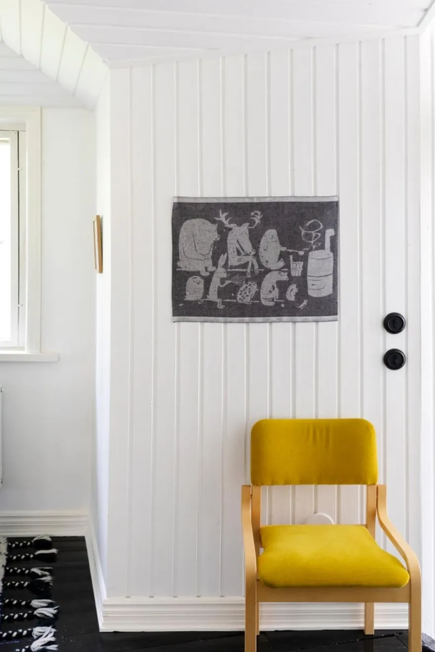 Lapuan Kankurit Eläinten sauna laudeliina 46x60 cm valko-musta