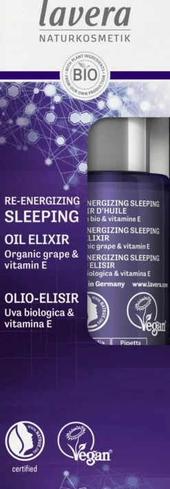 lavera Re-Energizing Sleeping Oil Elixir -öljyeliksiiri 30ml