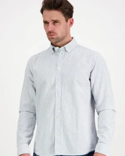 Les Deux Konrad Stripe Cotton Linen kauluspaita