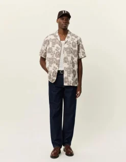 Les Deux Lesley Flower Jacquard lyhythihainen kauluspaita