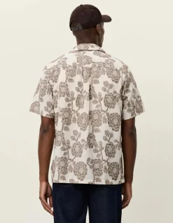 Les Deux Lesley Flower Jacquard lyhythihainen kauluspaita