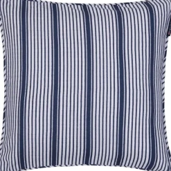 Lexington Classic raidallinen tyynynpäällinen 50x50cm valkoinen/tummansininen