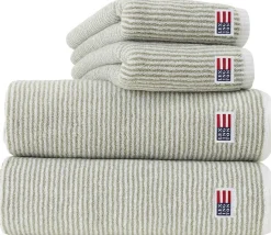 Lexington Original kylpypyyhe 1500x150 cm valkoinen/vintage green stripe
