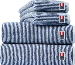 Lexington Original kylpypyyhe 100x150 cm valkoinen/navy stripe