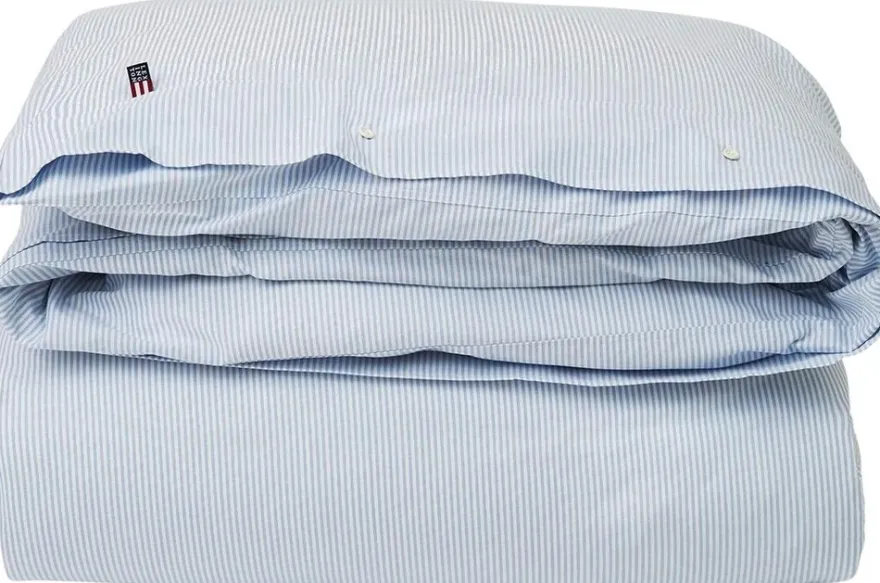 Lexington Pin Point pussilakana sininen/valkoinen 220x220cm