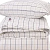 Lexington Poplin pussilakana 150x210cm valkoinen/beige/tummansininen