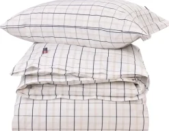 Lexington Poplin pussilakana 150x210cm valkoinen/beige/tummansininen
