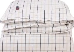 Lexington Poplin pussilakana 150x210cm valkoinen/beige/tummansininen