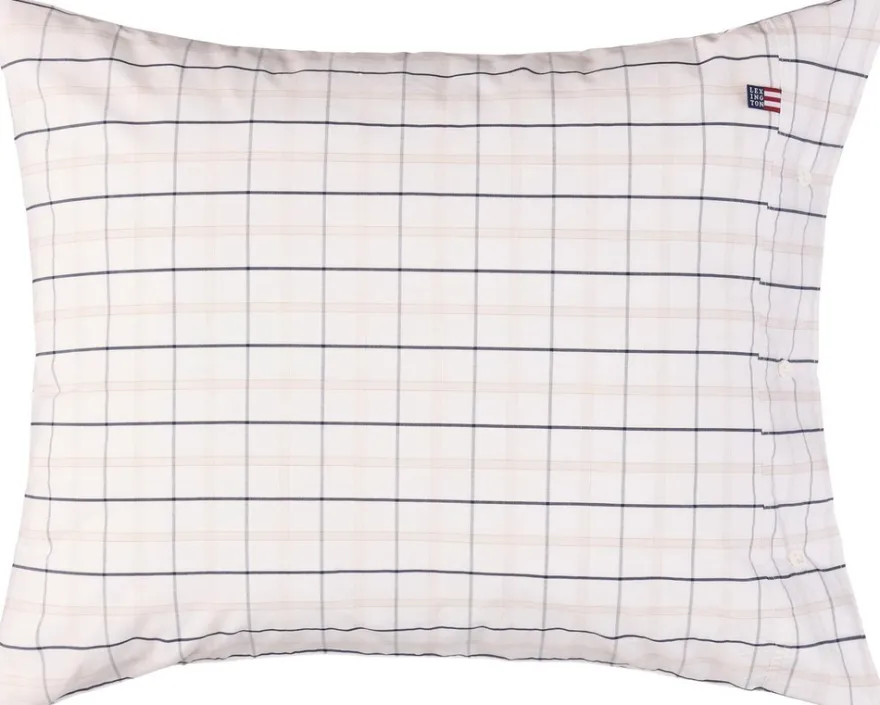 Lexington Poplin tyynyliina 50x60cm valkoinen/beige/tummansininen