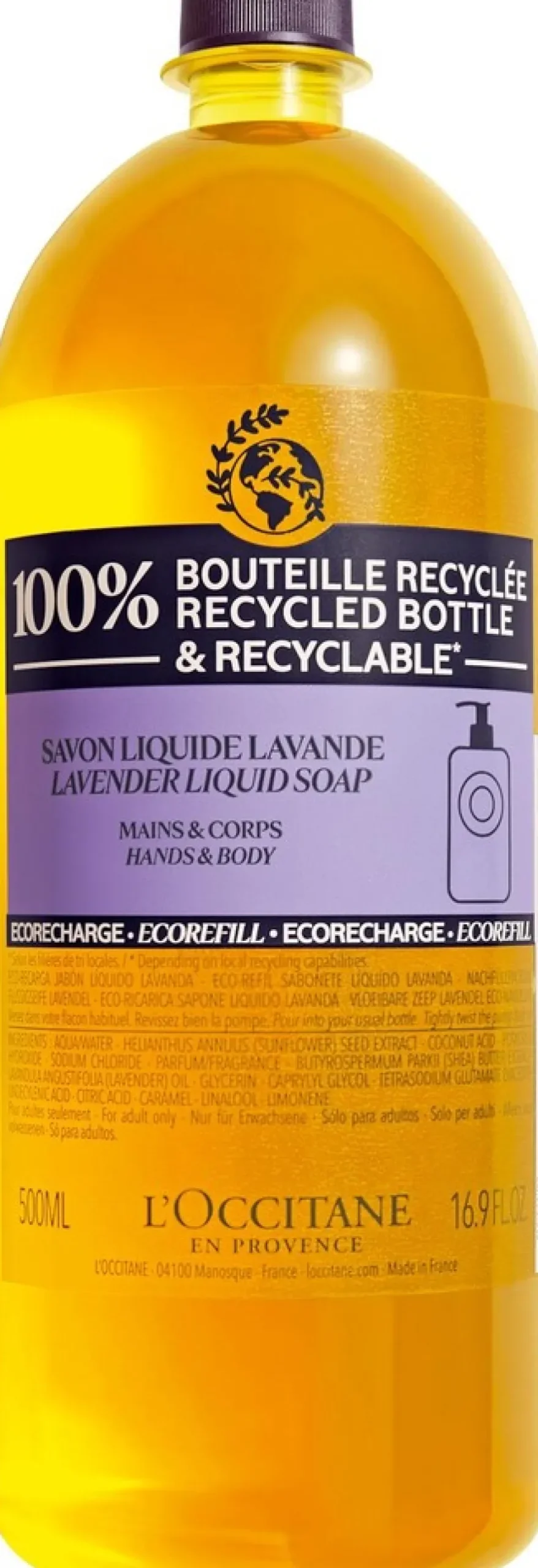 L'Occitane Shea Lavender Liquid Soap täyttöpakkaus 500 ml
