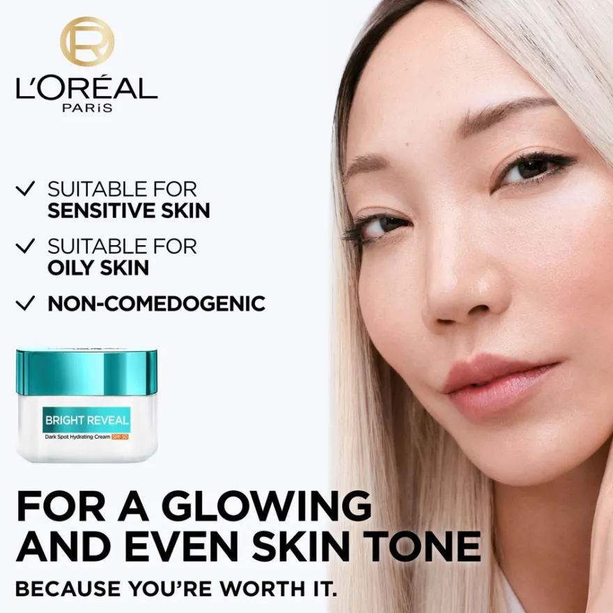 L'Oréal Paris Bright Reveal Niacinamide Dark Spot Hydrating Cream SK 50 päivävoide 50ml