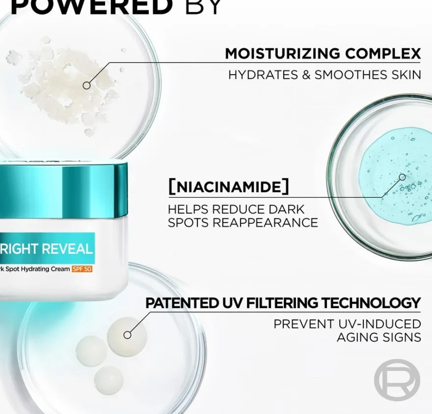 L'Oréal Paris Bright Reveal Niacinamide Dark Spot Hydrating Cream SK 50 päivävoide 50ml
