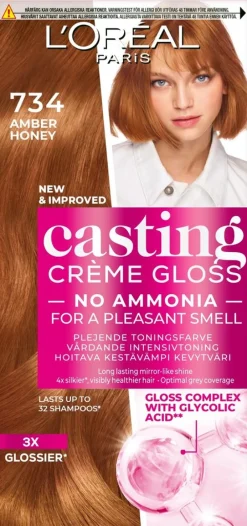 L'Oréal Paris Casting Crème Gloss 734 Amber Honey semi-permanent hiusväri normaaleille hiuksille 1 pce