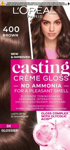 L'Oréal Paris Casting Crème Gloss 400 Brown Keskiruskea kevytväri 1kpl