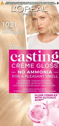 L'Oréal Paris Casting Crème Gloss Glossy Blonds 1021 Pearly Light Blonde Kirkas Helmenvaalea kevytväri 1kpl