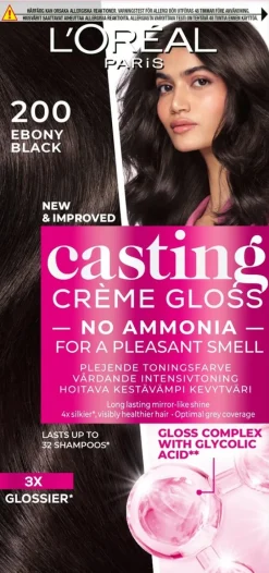 L'Oréal Paris Casting Crème Gloss 200 Ebony Black Musta kevytväri 1kpl