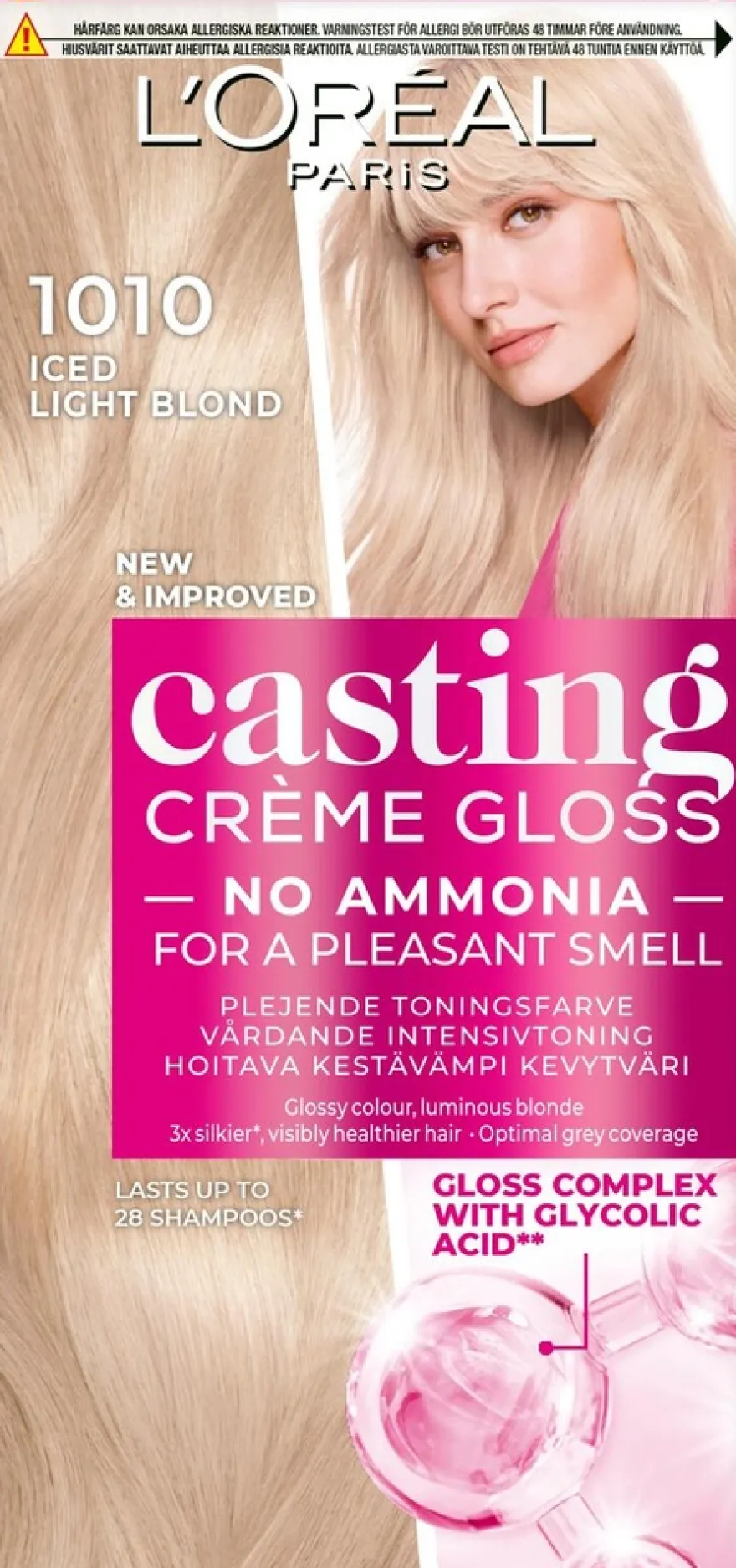 L'Oréal Paris Casting Crème Gloss Glossy Blonds 1010 Iced Light Blonde Kirkas Tuhkanvaalea kevytväri 1kpl