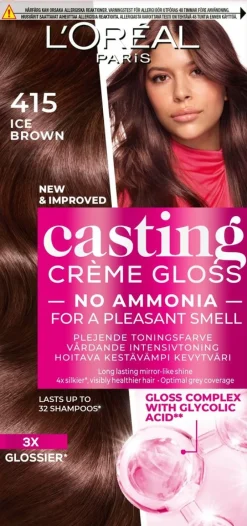 L'Oréal Paris Casting Crème Gloss 415 Iced Brown Syvä Kastanjanruskea kevytväri 1kpl