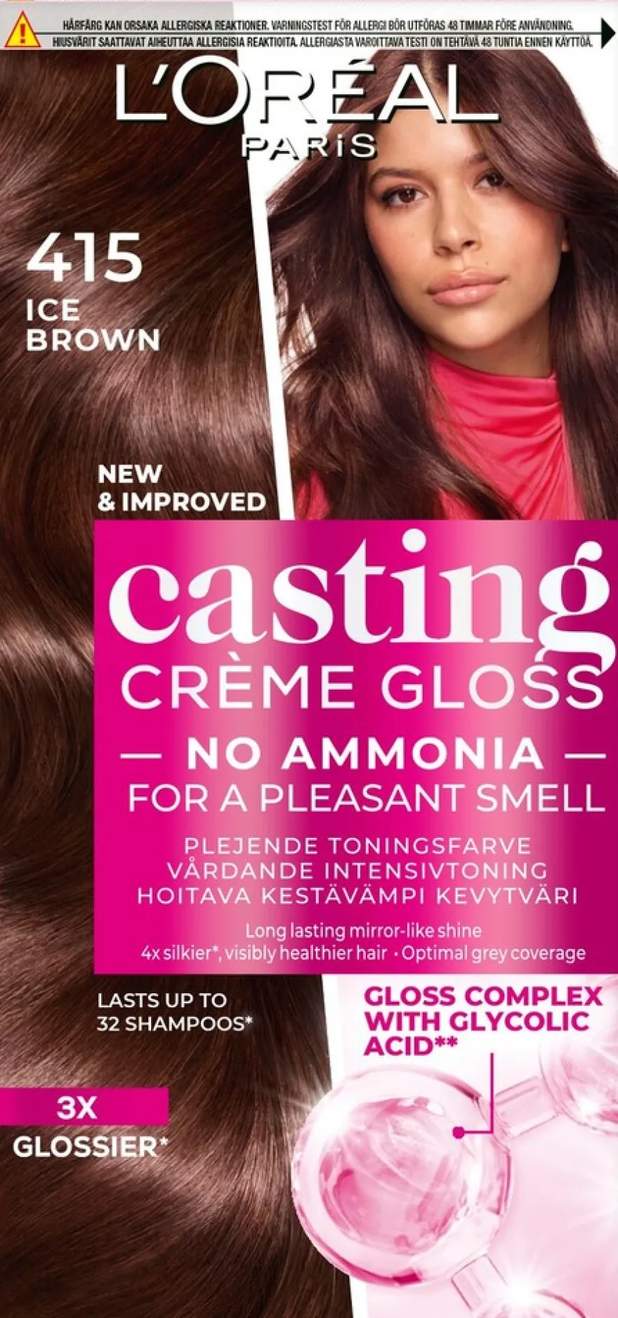 L'Oréal Paris Casting Crème Gloss 415 Iced Brown Syvä Kastanjanruskea kevytväri 1kpl