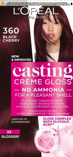 L'Oréal Paris Casting Crème Gloss 360 Black Cherry Tumma Mahonginruskea kevytväri 1kpl