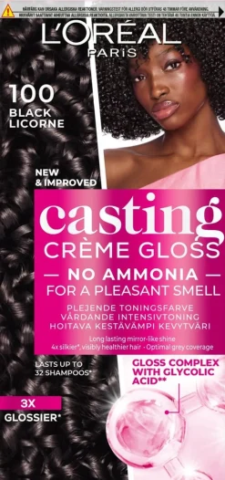 L'Oréal Paris Casting Crème Gloss 100 Black Licorne semi-permanent hiusväri normaaleille hiuksille 1 pce