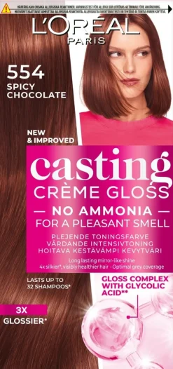 L'Oréal Paris Casting Crème Gloss 554 Spicy Choco Vaaleanruskea Mahonkikupari kevytväri 1kpl