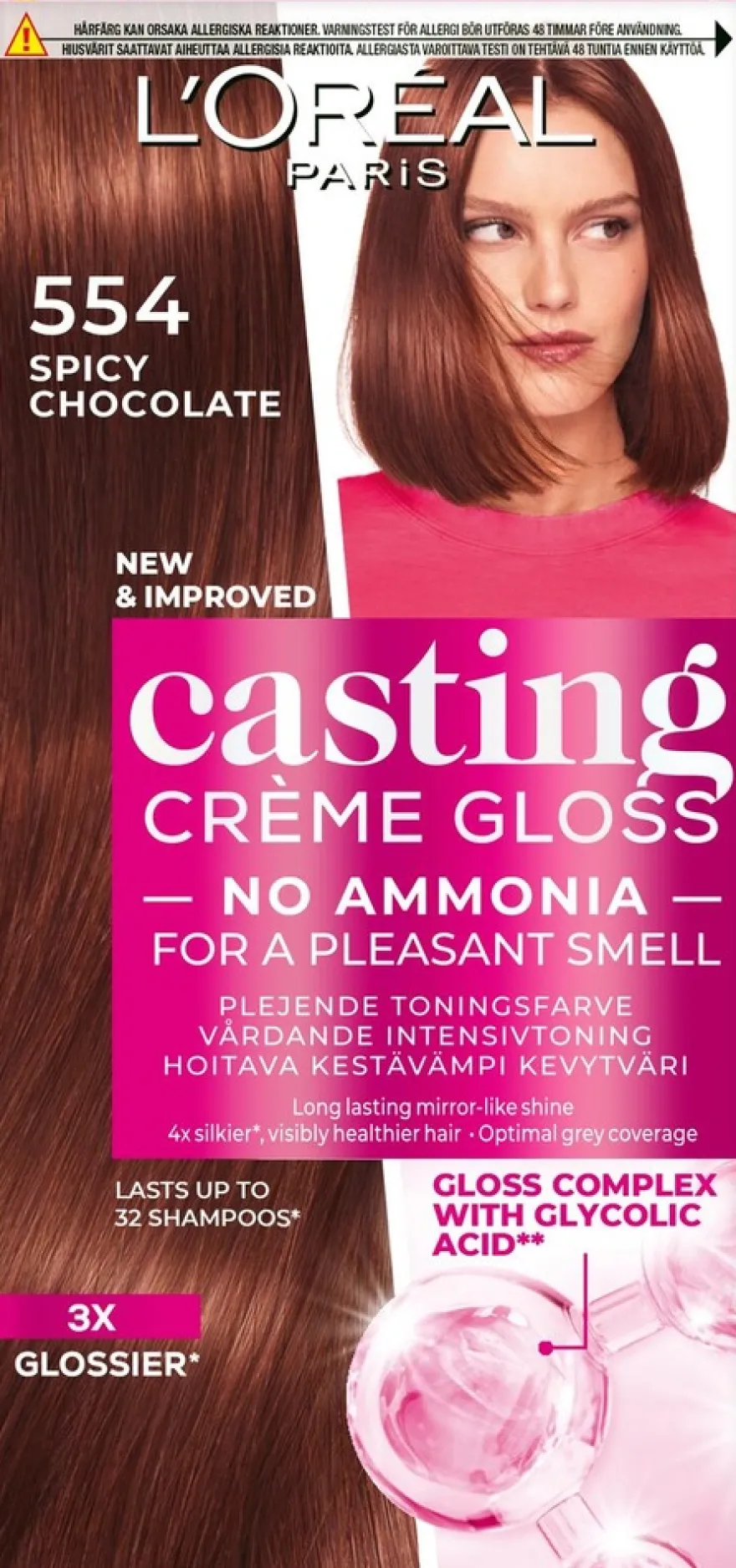 L'Oréal Paris Casting Crème Gloss 554 Spicy Choco Vaaleanruskea Mahonkikupari kevytväri 1kpl