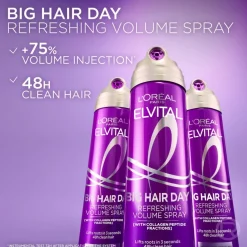 L'Oréal Paris Elvital Collagen Lifter Big Hair Day Refreshing Volume Spray ohuille ja latteille hiuksille 200 ml