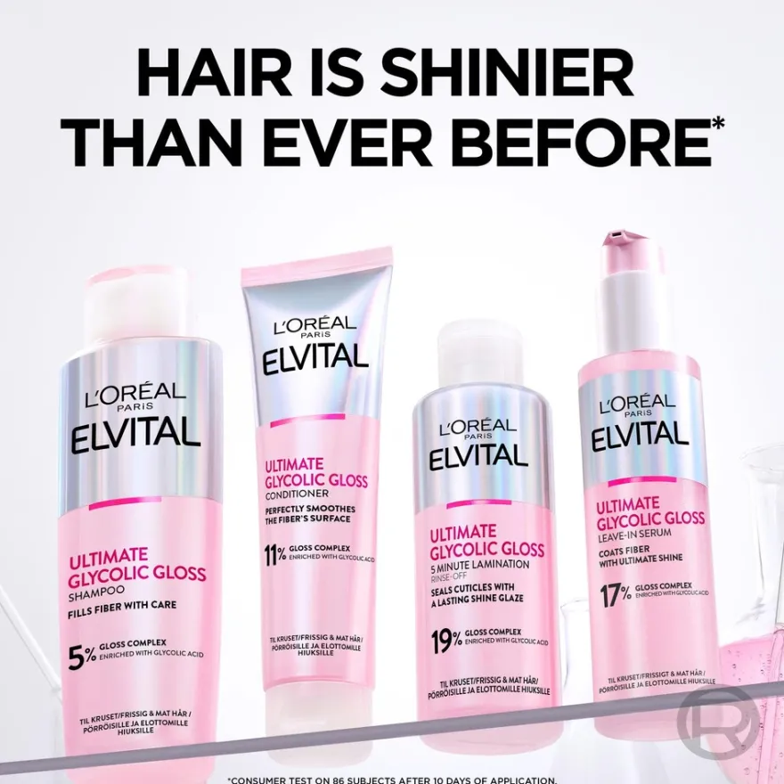 L'Oréal Paris Elvital Glycolic Gloss hiuksiin jätettävä seerumi kiillottomille hiuksille 150ml