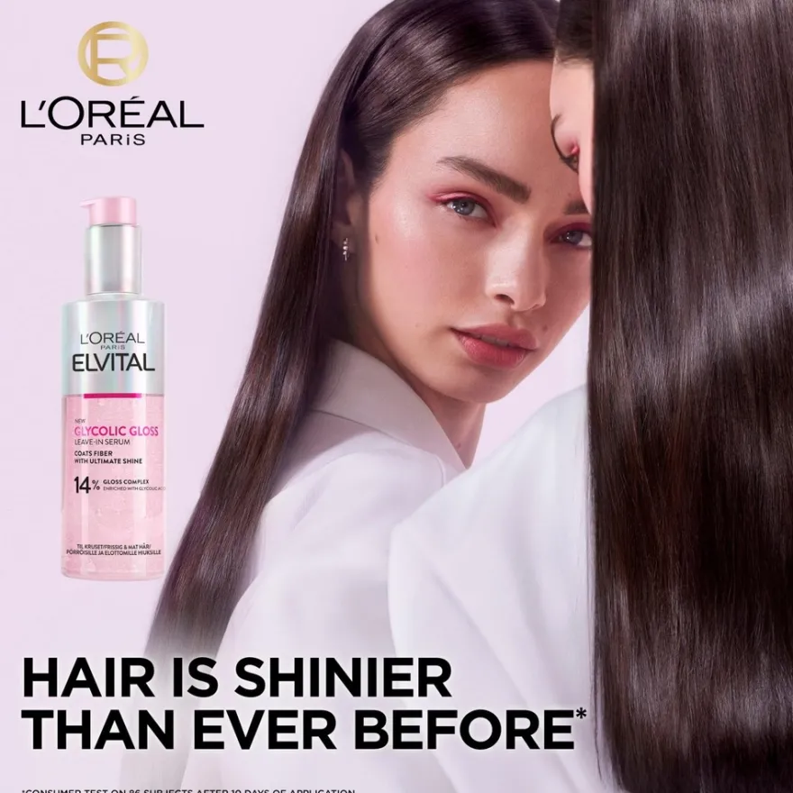 L'Oréal Paris Elvital Glycolic Gloss hiuksiin jätettävä seerumi kiillottomille hiuksille 150ml