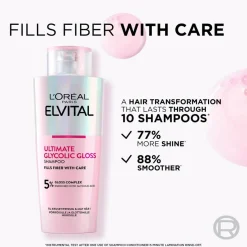 L'Oréal Paris Elvital Glycolic Gloss shampoo kiillottomille hiuksille 200ml