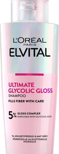L'Oréal Paris Elvital Glycolic Gloss shampoo kiillottomille hiuksille 200ml