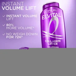 L'Oréal Paris Elvital 250ml Collagen Lifter Shampoo ohuille ja latteille hiuksille