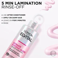 L'Oréal Paris Elvital 200ml Glycolic Gloss huuhdeltava käsittely kiillottomille hiuksille 200ml